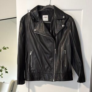 Zara Black Biker Jacket with Silver Accents